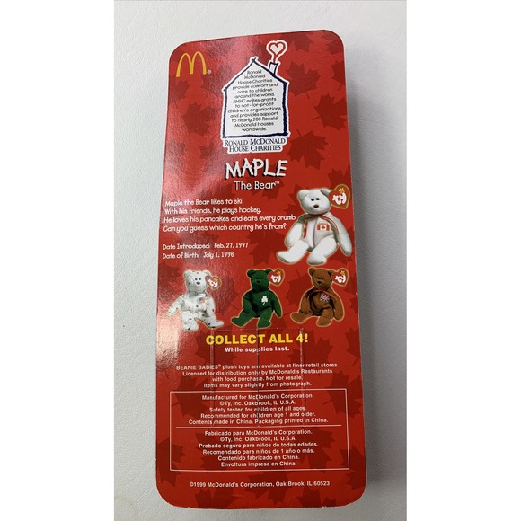 Maple the Bear Beanie Baby WITH RARE ERRORS Damaged Bubble - Picture 2 of 12